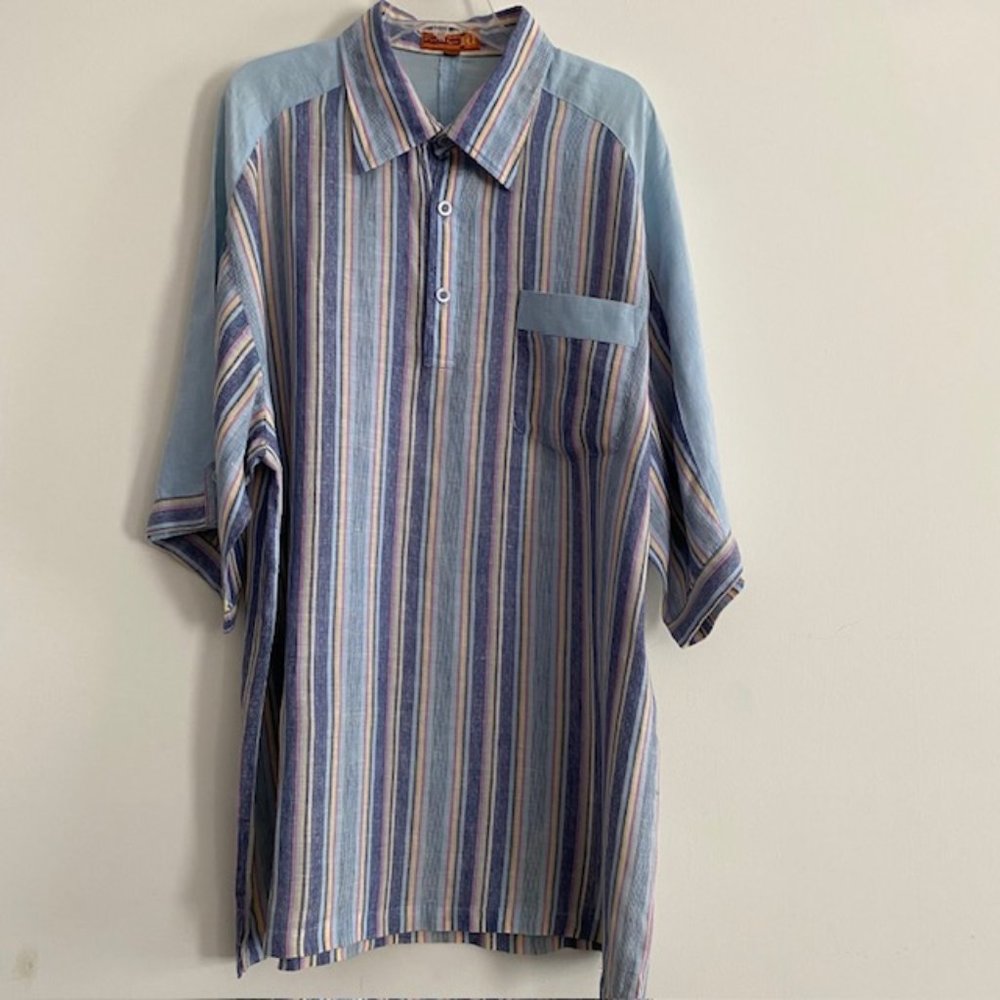 Prestige Men's Striped Linen Shirt Casual Wear - 2XL